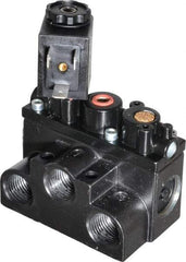 ARO/Ingersoll-Rand - 3/8" Inlet x 3/8" Outlet, Solenoid Actuator, Spring Return, 2 Position, Body Ported Solenoid Air Valve - 24 VDC Input, 63 CFM, 1.7 CV, 4 Way, 150 psi, 3-1/2" Long x '2-1/2" Wide x 3-5/8" High, 0 to 180°F - Benchmark Tooling