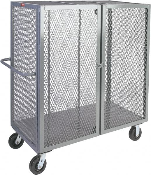 Jamco - 2,000 Lb Capacity, 1 Shelf, 4-Sided Steel Mesh Security Truck - 36" Long x 72" Wide x 57" High, 6" Diam Phenolic Wheels - Benchmark Tooling