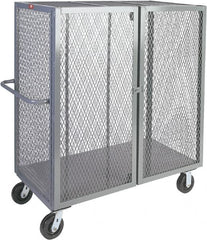 Jamco - 2,000 Lb Capacity, 1 Shelf, Steel Mesh Security Truck - 60" Long x 24" Wide x 57" High, 6" Diam Wheels - Benchmark Tooling