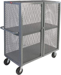 Jamco - 2,000 Lb Capacity, 2 Shelf, Steel Mesh Security Truck - 60" Long x 24" Wide x 57" High, 6" Diam Wheels - Benchmark Tooling