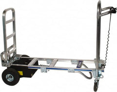 Wesco Industrial Products - 1,200 Lb Capacity 61-3/4" OAH Battery Powered Convertible Hand Truck - 18 x 7-1/2" Base Plate, Loop Handle, Aluminum, Full Pneumatic Wheels - Benchmark Tooling