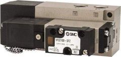 SMC PNEUMATICS - 0.8 CV Flow Rate, Single Solenoid Pilot Operated Valve - 5 Port, 2 Position, Spring Return, 1/4" NPT Inlet, 24 V - Benchmark Tooling