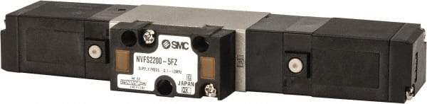 SMC PNEUMATICS - 0.8 CV Flow Rate, Double Solenoid Pilot Operated Valve - 5 Port, 2 Position, 1/4" NPT Inlet, 24 V - Benchmark Tooling