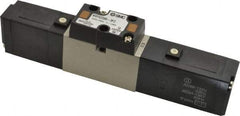 SMC PNEUMATICS - 0.8 CV Flow Rate, Double Solenoid Pilot Operated Valve - 5 Port, 2 Position, 1/4" NPT Inlet, 110 V - Benchmark Tooling