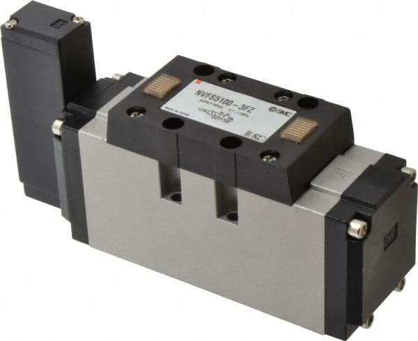 SMC PNEUMATICS - 5.7 CV Flow Rate, Single Solenoid Pilot Operated Valve - 5 Port, 2 Position, Spring Return, 3/4" NPT Inlet, 110 V - Benchmark Tooling