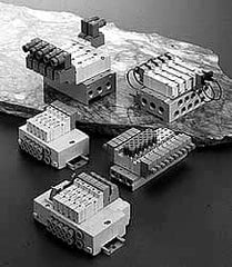 SMC PNEUMATICS - 0.3 CV Flow Rate, 6 Station Pilot Operated Solenoid Valve - 1/4" Push to Connect Inlet, Bar Manifold Base Mounted - Benchmark Tooling
