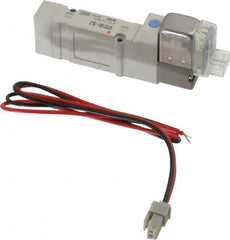 SMC PNEUMATICS - 0.3 CV Flow Rate, Single Solenoid Pilot Operated Valve - 5 Port, 2 Position, Spring Return, 1/4" Push to Connect Inlet, 24 V - Benchmark Tooling