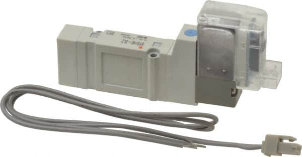 SMC PNEUMATICS - 0.3 CV Flow Rate, Single Solenoid Pilot Operated Valve - 5 Port, 2 Position, Spring Return, 1/4" Push to Connect Inlet, 110 V - Benchmark Tooling