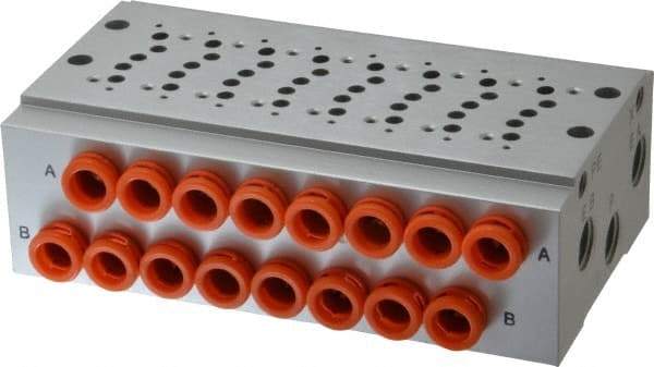 SMC PNEUMATICS - 0.3 CV Flow Rate, 8 Station Pilot Operated Solenoid Valve - 1/4" Push to Connect Inlet, Bar Manifold Base Mounted - Benchmark Tooling