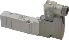 SMC PNEUMATICS - 0.7 CV Flow Rate, Single Solenoid Pilot Operated Valve - 5 Port, 2 Position, Spring Return, 1/4" Push to Connect Inlet, 24 V - Benchmark Tooling