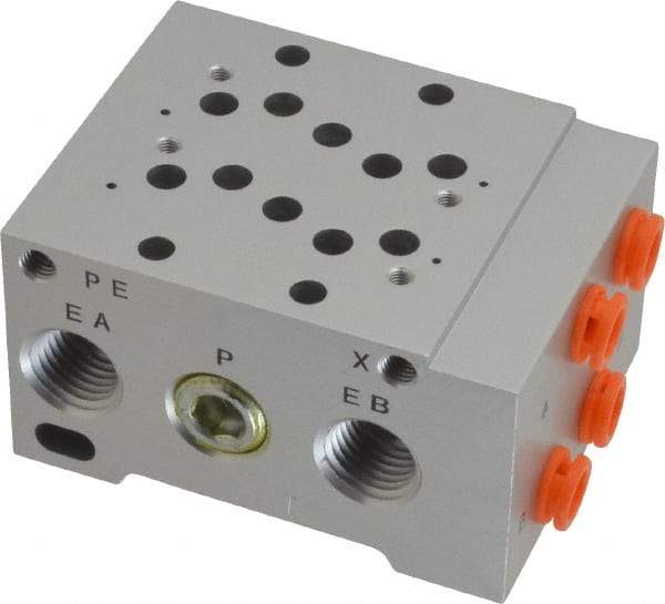 SMC PNEUMATICS - 0.7 CV Flow Rate, 2 Station Pilot Operated Solenoid Valve - 1/4" Push to Connect Inlet, Bar Manifold Base Mounted - Benchmark Tooling