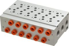 SMC PNEUMATICS - 0.7 CV Flow Rate, 6 Station Pilot Operated Solenoid Valve - 1/4" Push to Connect Inlet, Bar Manifold Base Mounted - Benchmark Tooling