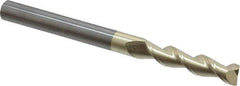 Accupro - 1/2", 2-1/4" LOC, 1/2" Shank Diam, 6" OAL, 2 Flute, Solid Carbide Square End Mill - Single End, ZrN Finish, Spiral Flute, 45° Helix, Centercutting, Right Hand Cut, Right Hand Flute - Benchmark Tooling