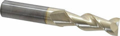 Accupro - 3/4", 2-1/4" LOC, 3/4" Shank Diam, 5" OAL, 2 Flute, Solid Carbide Square End Mill - Single End, ZrN Finish, Spiral Flute, 45° Helix, Centercutting, Right Hand Cut, Right Hand Flute - Benchmark Tooling