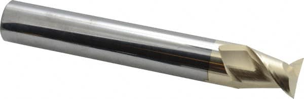 Accupro - 1", 1-1/4" LOC, 1" Shank Diam, 7" OAL, 2 Flute, Solid Carbide Square End Mill - Single End, ZrN Finish, Spiral Flute, 45° Helix, Centercutting, Right Hand Cut, Right Hand Flute - Benchmark Tooling