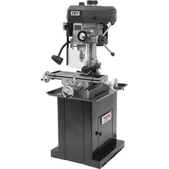 Jet - 1 Phase, 14-1/2" Swing, Step Pulley Mill Drill Machine - 23" Table Length x 7-1/2" Table Width, 14" Longitudinal Travel, 5-1/2" Cross Travel, 12 Spindle Speeds, 1 hp, 115/230 Volts - Benchmark Tooling