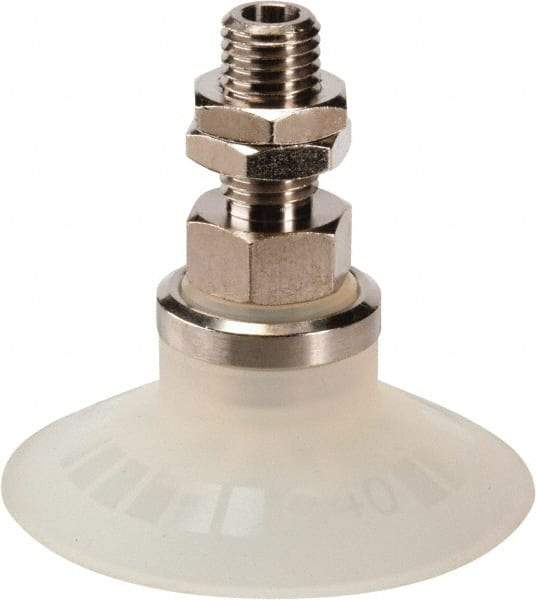 SMC PNEUMATICS - M8x1 Male Port, 40" Pad Diam, Flat w/Rib, Vertical Vacuum Pad - Silicone - Benchmark Tooling