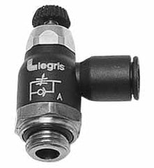 Legris - 5/32" Tube OD x 1/8 Male NPT Compact Meter Out Flow Control Valve - 14.5 to 145 psi, Nylon - Benchmark Tooling