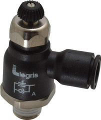 Legris - 3/8" Tube OD x 1/4 Male NPT Compact Meter Out Flow Control Valve - 14.5 to 145 psi, Nylon - Benchmark Tooling