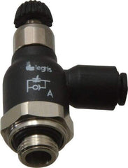 Legris - 4mm Tube OD x 1/8 Male BSPP Compact Meter Out Flow Control Valve - 14.5 to 145 psi, Nylon - Benchmark Tooling