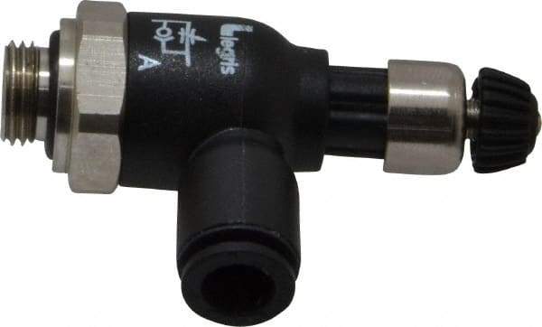 Legris - 6mm Tube OD x 1/8 Male BSPP Compact Meter Out Flow Control Valve - 14.5 to 145 psi, Nylon - Benchmark Tooling