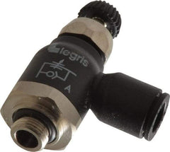 Legris - 8mm Tube OD x 1/8 Male BSPP Compact Meter Out Flow Control Valve - 14.5 to 145 psi, Nylon - Benchmark Tooling