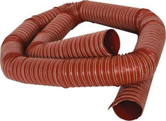 Hi-Tech Duravent - 3" ID, 12 Hg Vac Rating, 30 psi, Fiberglass Vacuum & Duct Hose - 12' Long, Brick Red, 3" Bend Radius, -75 to 500°F (Intermittent to 600) - Benchmark Tooling