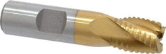 Interstate - 5/8" Diam, Coarse Pitch, 3/4" LOC, 4 Flute Cobalt Roughing Square End Mill - TiN Finish, 2-7/8" OAL, 5/8" Shank Diam, Single End - Benchmark Tooling