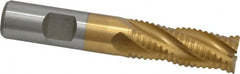 Interstate - 5/8" Diam, Coarse Pitch, 1-5/8" LOC, 4 Flute Cobalt Roughing Square End Mill - TiN Finish, 3-3/4" OAL, 5/8" Shank Diam, Single End - Benchmark Tooling