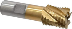 Interstate - 1" Diam, Coarse Pitch, 1-1/8" LOC, 6 Flute Cobalt Roughing Square End Mill - TiN Finish, 3-3/8" OAL, 3/4" Shank Diam, Single End - Benchmark Tooling