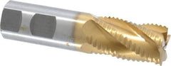 Interstate - 1" Diam, Coarse Pitch, 1-5/8" LOC, 5 Flute Cobalt Roughing Square End Mill - TiN Finish, 4-1/8" OAL, 1" Shank Diam, Single End - Benchmark Tooling