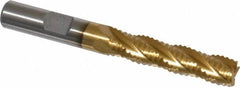 Interstate - 3/8" Diam, Coarse Pitch, 1-5/8" LOC, 4 Flute Cobalt Roughing Square End Mill - TiN Finish, 3-3/16" OAL, 3/8" Shank Diam, Single End - Benchmark Tooling