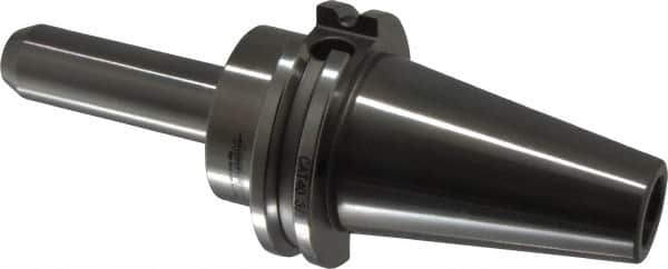 Accupro - CAT40 Taper Shank 3/16" Hole End Mill Holder/Adapter - 3/4" Nose Diam, 4" Projection, 5/8-11 Drawbar, Through-Spindle & DIN Flange Coolant - Exact Industrial Supply