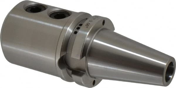 Accupro - BT40 Taper Shank 1" Hole End Mill Holder/Adapter - 2-23/64" Nose Diam, 3.56" Projection, M16x2.0 Drawbar, Through-Spindle & DIN Flange Coolant - Exact Industrial Supply