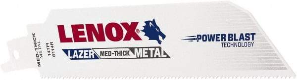 Lenox - 6" Long x 1" Thick, Bi-Metal Reciprocating Saw Blade - Straight Profile, 14 TPI, Toothed Edge - Benchmark Tooling