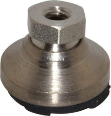Gibraltar - 750 Lb Capacity, 1/4-20 Thread, 11/16" OAL, Steel Stud, Tapped Pivotal Socket Mount Leveling Pad - 1" Base Diam, Steel Pad, 1/2" Hex - Benchmark Tooling