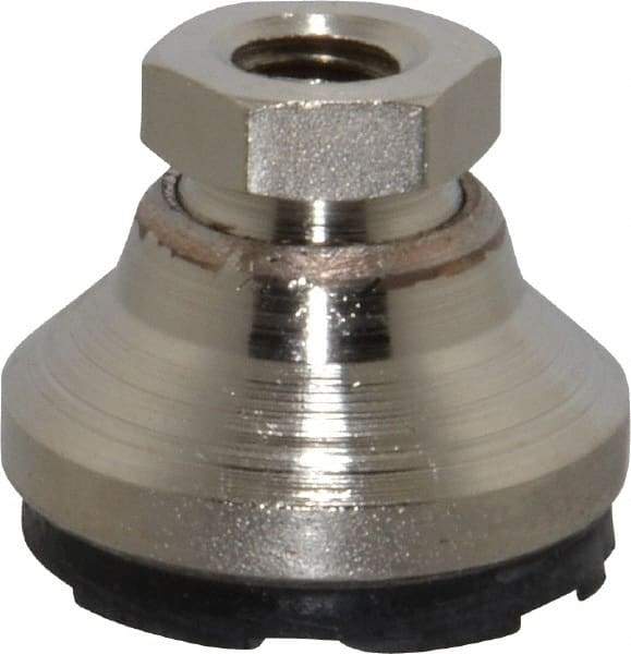 Gibraltar - 2800 Lb Capacity, 3/8-16 Thread, 7/8" OAL, Steel Stud, Tapped Pivotal Socket Mount Leveling Pad - 1-1/4" Base Diam, Steel Pad, 5/8" Hex - Benchmark Tooling