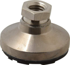 Gibraltar - 3750 Lb Capacity, 1/2-13 Thread, 1-1/8" OAL, Steel Stud, Tapped Pivotal Socket Mount Leveling Pad - 1-7/8" Base Diam, Steel Pad, 3/4" Hex - Benchmark Tooling