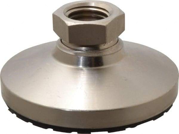 Gibraltar - 15000 Lb Capacity, 1-8 Thread, 1-7/8" OAL, Steel Stud, Tapped Pivotal Socket Mount Leveling Pad - 4" Base Diam, Steel Pad, 1-3/8" Hex - Benchmark Tooling