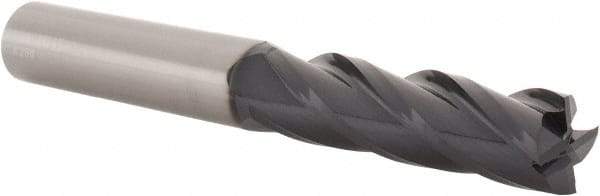 SGS - 5/8", 2-1/4" LOC, 5/8" Shank Diam, 5" OAL, 4 Flute, Solid Carbide Square End Mill - Single End, AlTiN Finish, Spiral Flute, 30° Helix, Centercutting, Right Hand Cut, Right Hand Flute, Series 1L - Benchmark Tooling