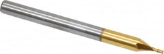 Atrax - 1/32", 3/32" LOC, 1/8" Shank Diam, 1-1/2" OAL, 4 Flute, Solid Carbide Square End Mill - Single End, TiN Finish, Spiral Flute, 30° Helix, Centercutting, Right Hand Cut - Benchmark Tooling