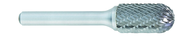 SC-5 -- 1/2 x 1 LOC x 1/4 Shank x 2 OAL Cylindrical Ball Nose Carbide Medium Tough Cut Burr - Benchmark Tooling