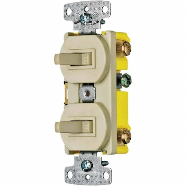 Hubbell Wiring Device-Kellems - Combination Wall Switch & Receptacles Combination Switch/Receptacle Type: Toggle Switch Color: Ivory - Benchmark Tooling