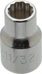 Proto - 11/32", 3/8" Drive, Standard Hand Socket - 12 Points, 1-3/32" OAL, Alloy Steel, Chrome Finish - Benchmark Tooling