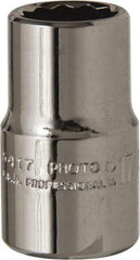 Proto - 17/32", 1/2" Drive, Standard Hand Socket - 12 Points, 1-31/64" OAL, Alloy Steel, Chrome Finish - Benchmark Tooling