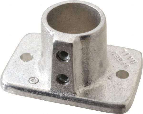 Hollaender - 1" Pipe, Base Flange, Aluminum Alloy Flange Pipe Rail Fitting - Bright Finish - Benchmark Tooling