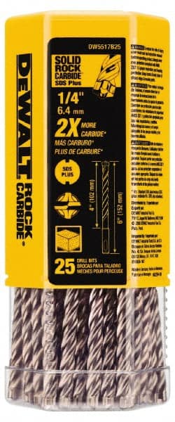 DeWALT - 1/4" Diam, SDS-Plus Shank, Carbide-Tipped Rotary & Hammer Drill Bit - Benchmark Tooling