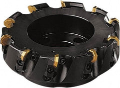 Seco - 212mm Cut Diam, 60mm Arbor Hole, 5mm Max Depth of Cut, 43° Indexable Chamfer & Angle Face Mill - 12 Inserts, OF.. 0704 Insert, Right Hand Cut, 12 Flutes, Series OctoMill - Benchmark Tooling