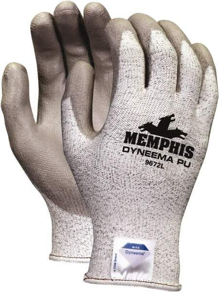 MCR Safety - Size 2XL, ANSI Cut Lvl A3, Puncture Lvl 3, Abrasion Lvl 5, Cut & Puncture Resistant Gloves - Palm Coated, Gray - Benchmark Tooling