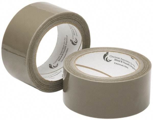 Ability One - 2" x 60 Yd Tan Hot Melt Adhesive Sealing Tape - Polypropylene Film Backing, 3.1 mil Thick - Benchmark Tooling